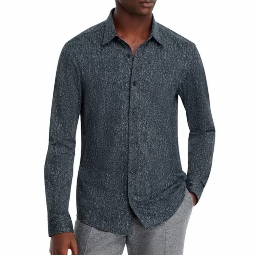 BOSS Nylon Stretch Herringbone Slim Fit Button Down